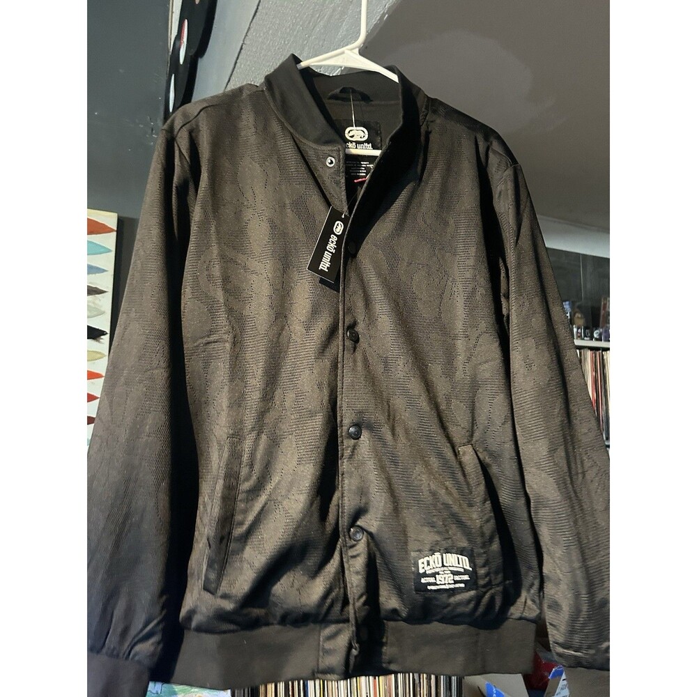 ECKO UNLTD Mens Casual - Black - Lace Snap Button Up Bomber Jacket - Size M NWT